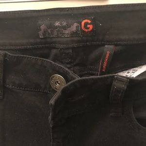 Guess jeans black denim destroyed, 27 and cropped